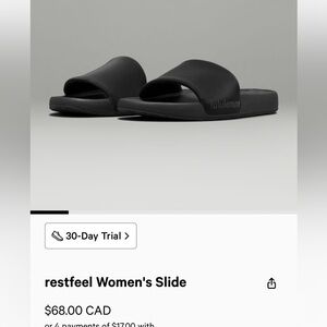 Lululemon restfeel slides, size 7, black NEW